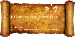Milenkovits Tertullia névjegykártya